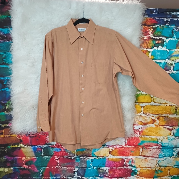 Van Heusen Beige Tan Long Sleeve Button Down Shirt Size 15.5 32/33 - Picture 3 of 8